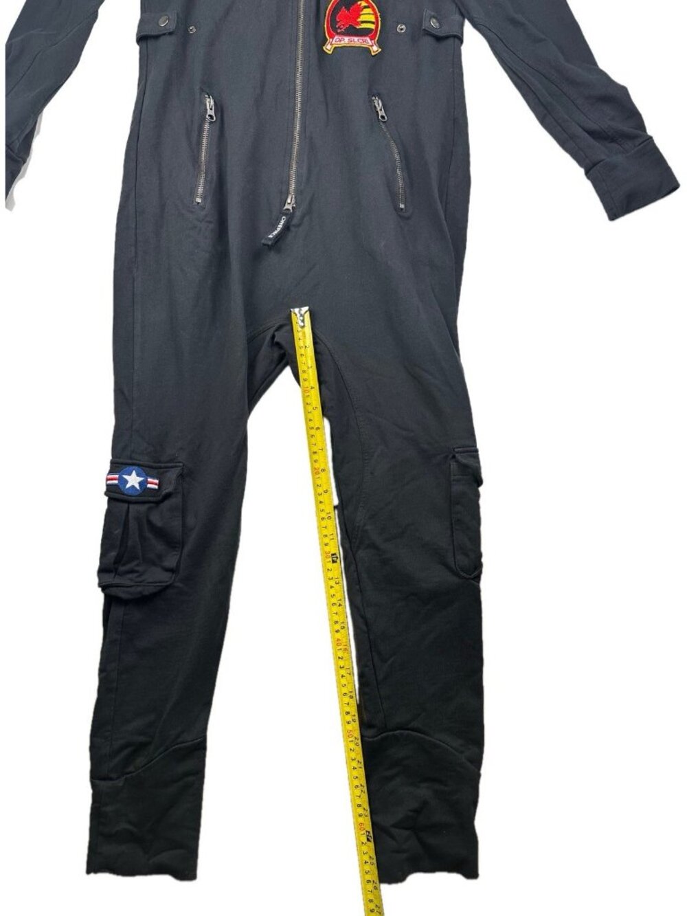 Onepiece Aviator Jumpsuit Top Gun Full Zip Black Cargo Pockets Men's S Norway - Picture 13 of 14